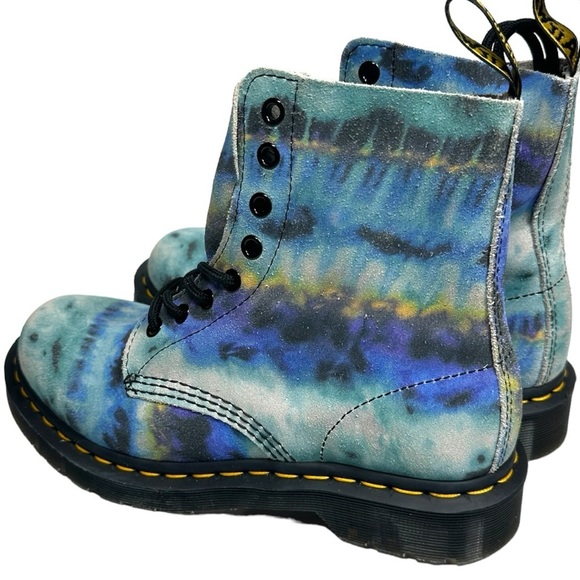Dr. Martens NIB Pascal Blue Summer Tie Dye Lace Up Boots Women's US 7 EU 38 - Picture 8 of 14
